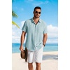 image:imageCOOFANDY Mens Button Down Shirts Short Sleeve Casual Shirt Summer Beach Textured ShirtsMint Green