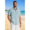 image:imageCOOFANDY Mens Button Down Shirts Short Sleeve Casual Shirt Summer Beach Textured ShirtsMint Green