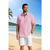 image:imageCOOFANDY Mens Button Down Shirts Short Sleeve Casual Shirt Summer Beach Textured ShirtsPink