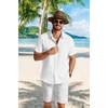 image:imageCOOFANDY Mens Button Down Shirts Short Sleeve Casual Shirt Summer Beach Textured ShirtsWhite