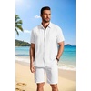 image:imageCOOFANDY Mens Button Down Shirts Short Sleeve Casual Shirt Summer Beach Textured ShirtsWhite