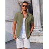 image:imageCOOFANDY Mens Button Down Shirts Short Sleeve Casual Summer Beach Shirts Vacation Wedding ShirtsArmy Green