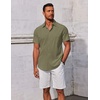 image:imageCOOFANDY Mens Button Down Shirts Short Sleeve Casual Summer Beach Shirts Vacation Wedding ShirtsArmy Green