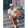 image:imageCOOFANDY Mens Button Down Shirts Short Sleeve Casual Summer Beach Shirts Vacation Wedding ShirtsBeige