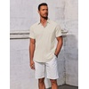 image:imageCOOFANDY Mens Button Down Shirts Short Sleeve Casual Summer Beach Shirts Vacation Wedding ShirtsBeige