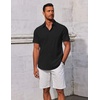 image:imageCOOFANDY Mens Button Down Shirts Short Sleeve Casual Summer Beach Shirts Vacation Wedding ShirtsBlack