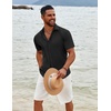 image:imageCOOFANDY Mens Button Down Shirts Short Sleeve Casual Summer Beach Shirts Vacation Wedding ShirtsBlack
