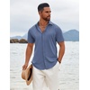 image:imageCOOFANDY Mens Button Down Shirts Short Sleeve Casual Summer Beach Shirts Vacation Wedding ShirtsBlue