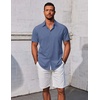 image:imageCOOFANDY Mens Button Down Shirts Short Sleeve Casual Summer Beach Shirts Vacation Wedding ShirtsBlue