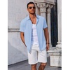 image:imageCOOFANDY Mens Button Down Shirts Short Sleeve Casual Summer Beach Shirts Vacation Wedding ShirtsClear Blue