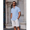 image:imageCOOFANDY Mens Button Down Shirts Short Sleeve Casual Summer Beach Shirts Vacation Wedding ShirtsClear Blue