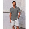 image:imageCOOFANDY Mens Button Down Shirts Short Sleeve Casual Summer Beach Shirts Vacation Wedding ShirtsDark Grey