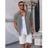 image:imageCOOFANDY Mens Button Down Shirts Short Sleeve Casual Summer Beach Shirts Vacation Wedding ShirtsDark Grey