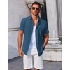 image:imageCOOFANDY Mens Button Down Shirts Short Sleeve Casual Summer Beach Shirts Vacation Wedding ShirtsDeep Blue