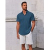 image:imageCOOFANDY Mens Button Down Shirts Short Sleeve Casual Summer Beach Shirts Vacation Wedding ShirtsDeep Blue