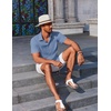 image:imageCOOFANDY Mens Button Down Shirts Short Sleeve Casual Summer Beach Shirts Vacation Wedding ShirtsDenim Blue