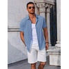 image:imageCOOFANDY Mens Button Down Shirts Short Sleeve Casual Summer Beach Shirts Vacation Wedding ShirtsDenim Blue