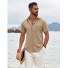 image:imageCOOFANDY Mens Button Down Shirts Short Sleeve Casual Summer Beach Shirts Vacation Wedding ShirtsKhaki
