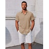 image:imageCOOFANDY Mens Button Down Shirts Short Sleeve Casual Summer Beach Shirts Vacation Wedding ShirtsKhaki