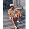 image:imageCOOFANDY Mens Button Down Shirts Short Sleeve Casual Summer Beach Shirts Vacation Wedding ShirtsKhaki