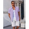 image:imageCOOFANDY Mens Button Down Shirts Short Sleeve Casual Summer Beach Shirts Vacation Wedding ShirtsLavender