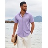image:imageCOOFANDY Mens Button Down Shirts Short Sleeve Casual Summer Beach Shirts Vacation Wedding ShirtsLavender