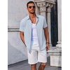 image:imageCOOFANDY Mens Button Down Shirts Short Sleeve Casual Summer Beach Shirts Vacation Wedding ShirtsLight Blue
