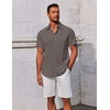 image:imageCOOFANDY Mens Button Down Shirts Short Sleeve Casual Summer Beach Shirts Vacation Wedding ShirtsLight Brown