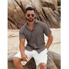 image:imageCOOFANDY Mens Button Down Shirts Short Sleeve Casual Summer Beach Shirts Vacation Wedding ShirtsLight Brown