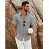 image:imageCOOFANDY Mens Button Down Shirts Short Sleeve Casual Summer Beach Shirts Vacation Wedding ShirtsLight Grey