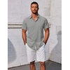 image:imageCOOFANDY Mens Button Down Shirts Short Sleeve Casual Summer Beach Shirts Vacation Wedding ShirtsLight Grey