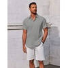 image:imageCOOFANDY Mens Button Down Shirts Short Sleeve Casual Summer Beach Shirts Vacation Wedding ShirtsLight Grey
