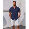 image:imageCOOFANDY Mens Button Down Shirts Short Sleeve Casual Summer Beach Shirts Vacation Wedding ShirtsNavy Blue