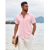 image:imageCOOFANDY Mens Button Down Shirts Short Sleeve Casual Summer Beach Shirts Vacation Wedding ShirtsPink