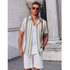 image:imageCOOFANDY Mens Button Down Shirts Short Sleeve Casual Summer Beach Shirts Vacation Wedding ShirtsRetro Stripescolors