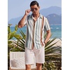 image:imageCOOFANDY Mens Button Down Shirts Short Sleeve Casual Summer Beach Shirts Vacation Wedding ShirtsRetro Stripescolors