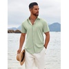 image:imageCOOFANDY Mens Button Down Shirts Short Sleeve Casual Summer Beach Shirts Vacation Wedding ShirtsSage Green