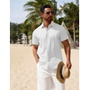 image:imageCOOFANDY Mens Button Down Shirts Short Sleeve Casual Summer Beach Shirts Vacation Wedding ShirtsWhite