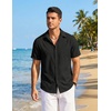image:imageCOOFANDY Mens Button Down Short Sleeve Shirt Casual Beach Linen Shirts Wedding Summer Vacation ShirtBlack