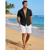 image:imageCOOFANDY Mens Button Down Short Sleeve Shirt Casual Beach Linen Shirts Wedding Summer Vacation ShirtBlack