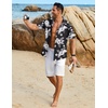 image:imageCOOFANDY Mens Button Down Short Sleeve Shirt Casual Beach Linen Shirts Wedding Summer Vacation ShirtBlack Whiteflower