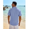 image:imageCOOFANDY Mens Button Down Short Sleeve Shirt Casual Beach Linen Shirts Wedding Summer Vacation ShirtBlue