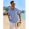 image:imageCOOFANDY Mens Button Down Short Sleeve Shirt Casual Beach Linen Shirts Wedding Summer Vacation ShirtBlue
