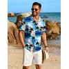 image:imageCOOFANDY Mens Button Down Short Sleeve Shirt Casual Beach Linen Shirts Wedding Summer Vacation ShirtBlue Sea
