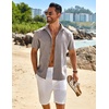 image:imageCOOFANDY Mens Button Down Short Sleeve Shirt Casual Beach Linen Shirts Wedding Summer Vacation ShirtBrown