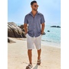 image:imageCOOFANDY Mens Button Down Short Sleeve Shirt Casual Beach Linen Shirts Wedding Summer Vacation ShirtDark Blue