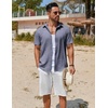 image:imageCOOFANDY Mens Button Down Short Sleeve Shirt Casual Beach Linen Shirts Wedding Summer Vacation ShirtDark Blue