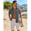 image:imageCOOFANDY Mens Button Down Short Sleeve Shirt Casual Beach Linen Shirts Wedding Summer Vacation ShirtGrey