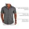 image:imageCOOFANDY Mens Button Down Short Sleeve Shirt Casual Beach Linen Shirts Wedding Summer Vacation ShirtGrey