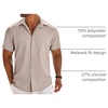 image:imageCOOFANDY Mens Button Down Short Sleeve Shirt Casual Beach Linen Shirts Wedding Summer Vacation ShirtKhaki